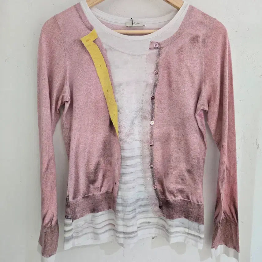 [BUNJANG] Paul Smith Fake Print Cotton Cardigan Knit Top Multi M / 폴 스미스 페이크 프린트 코튼 가디건 니트 탑