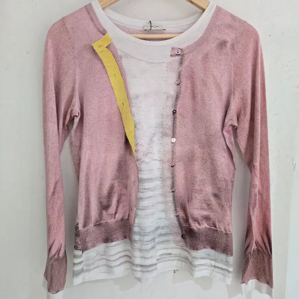 [BUNJANG] Paul Smith Fake Print Cotton Cardigan Knit Top Multi M / 폴 스미스 페이크 프린트 코튼 가디건 니트 탑