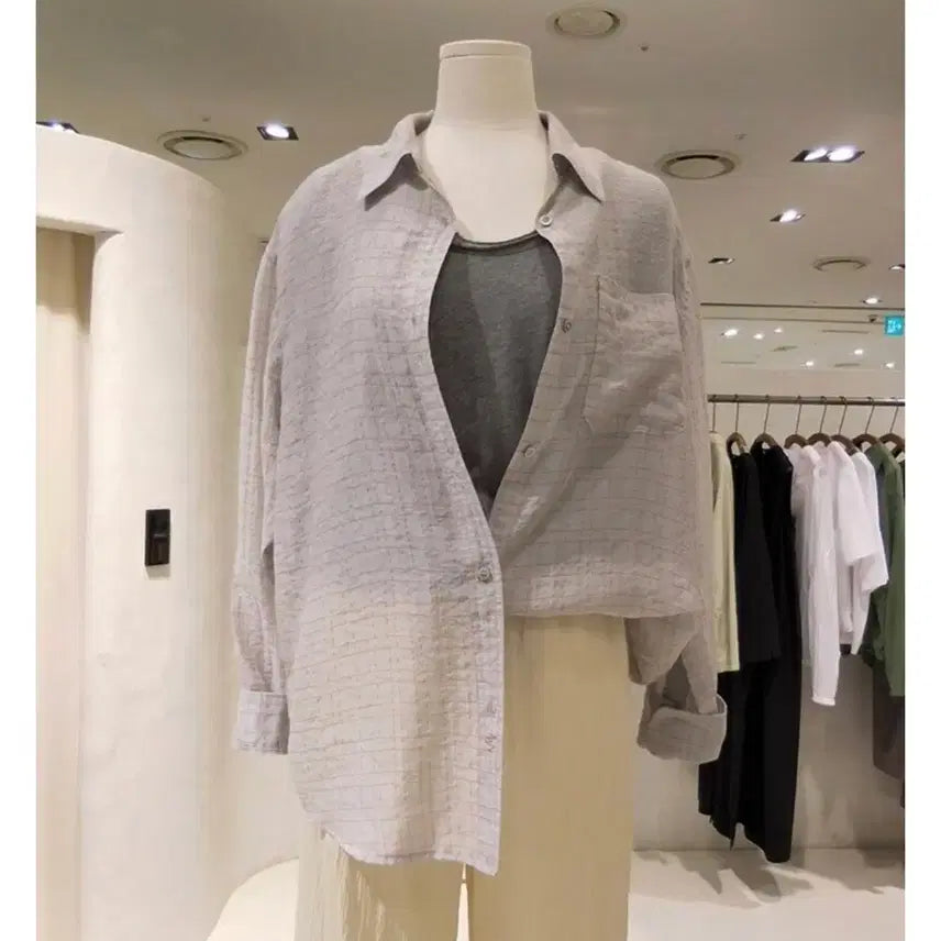 [BUNJANG] Monochrome Check Shirt Light Green / 모노크롬 라이트 그린 셔츠 체크