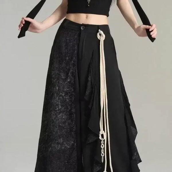 [BUNJANG] Chinese Style Layered Wide Pants (XL) / FG721 중국풍 레이어드 와이드 팬츠