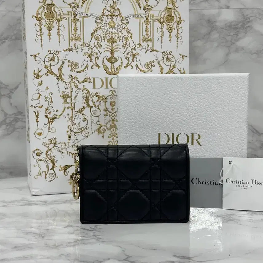 [BUNJANG] Dior Lady Bloom Card Holder Black / 디올 레이디 블룸 카드지갑 블랙
