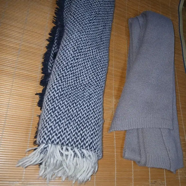 [BUNJANG] Herringbone & Knit Scarf Set / 목도리 2개 세트