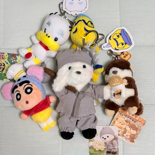 [BUNJANG] Bundle Set: Racco, Crayon Shin-chan, Dororo, Louie Bear, Godefish Plush Keychains / 인형키링 일괄 판매 (랏코상,짱구,또치,루이베어,가시고기)