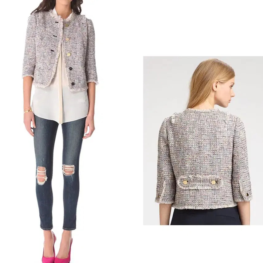 [BUNJANG] Tory Burch Emma Cropped Tweed Jacket / 토리버치 엠마 크롭 트위드 자켓 55
