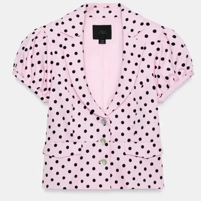 [BUNJANG] Zara Dot Button Cropped Jacket Pink XS / 자라 도트 버튼 크롭 탑 자켓 핑크 xs 라이트로즈