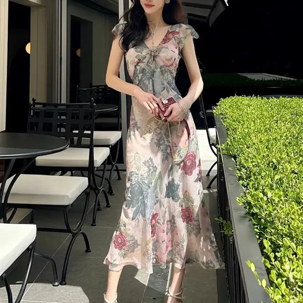 [BUNJANG] Ange L Floral Chiffon Dress / 수입의류 수입원피스 엉넬 플로럴 쉬폰 원피스