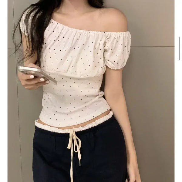 [BUNJANG] JENNIE OU Puff Dot T-Shirt / 1회착용)제니오 퍼프 도트티