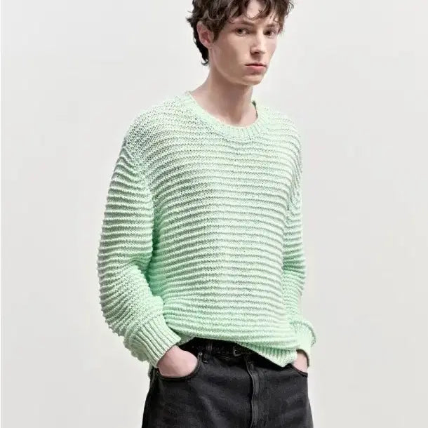 [BUNJANG] JILLSTUART NEW YORK Green Crewneck Knit / 질스튜어트 뉴욕 그린 크루넥 니트