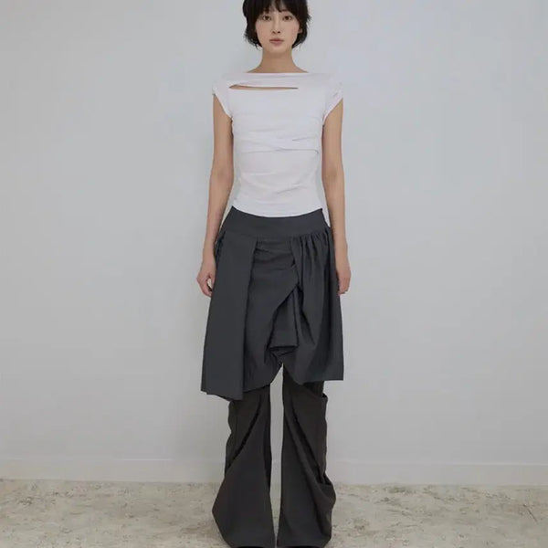 [BUNJANG] Flareup Asymmetrical Draped Roll-Up T-Shirt / 플레어업 롤업 Asymmetrical Draped Roll-Up T-Shirt