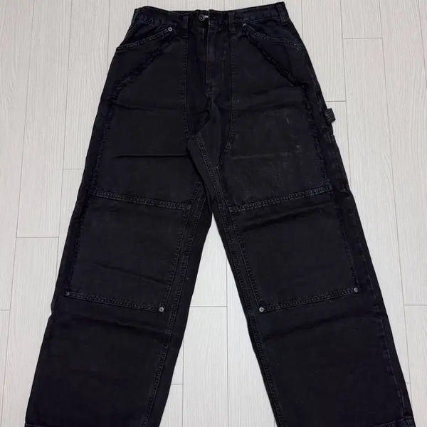 [BUNJANG] HAECHING ROOM VTG Double Knee Black Jeans Pants / 해칭룸 VTG 더블니 팬츠 블랙진