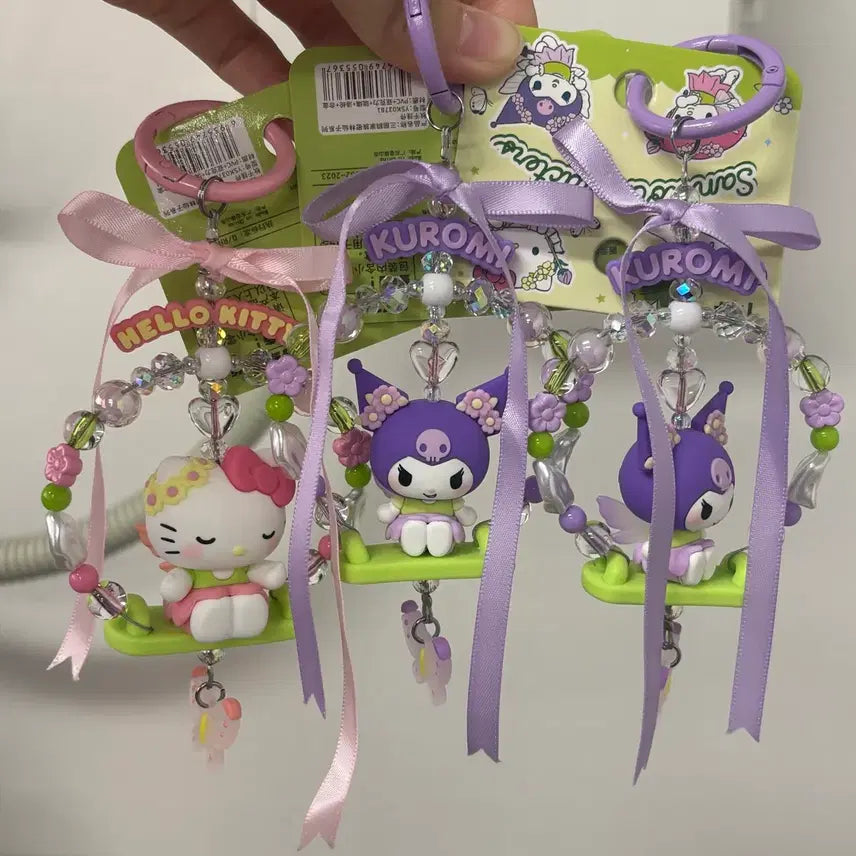 [BUNJANG] Sanrio Hello Kitty Kuromi Beaded Figurine Keychain / 산리오 정품 헬로키티 쿠로미 비즈 키링
