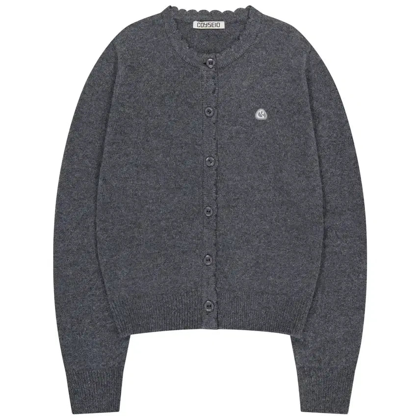 [BUNJANG] KOSEIO Flower Button Cardigan Grey / 코이세이오 플라워 버튼 가디건 그레이
