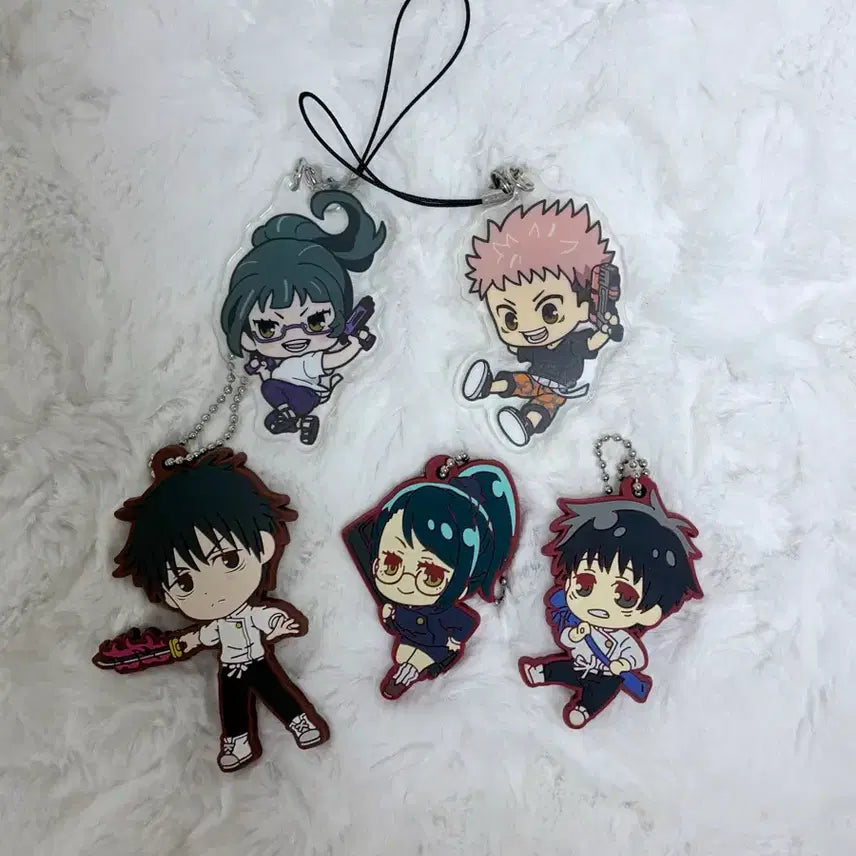 [BUNJANG] Jujutsu Kaisen Acrylic Keychain & Rubber Strap Bundle Set (Yuta, Maki) / 일괄 급처) 주술회전 아크릴 랜덤 키링+러버스트랩 유지 유타 마키