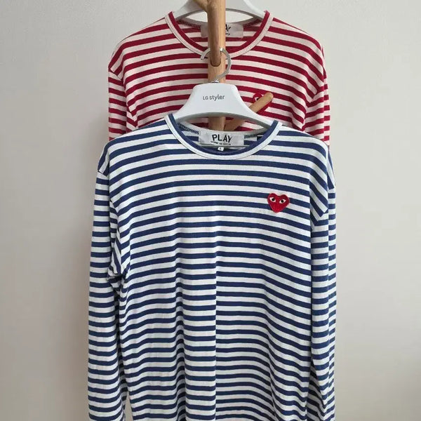 [BUNJANG] Comme des Garçons Play Striped Long Sleeve T-Shirts Bundle Set (2 pcs) / [2벌 일괄] 꼼데가르송플레이 스트라이프 긴팔티 L(100)