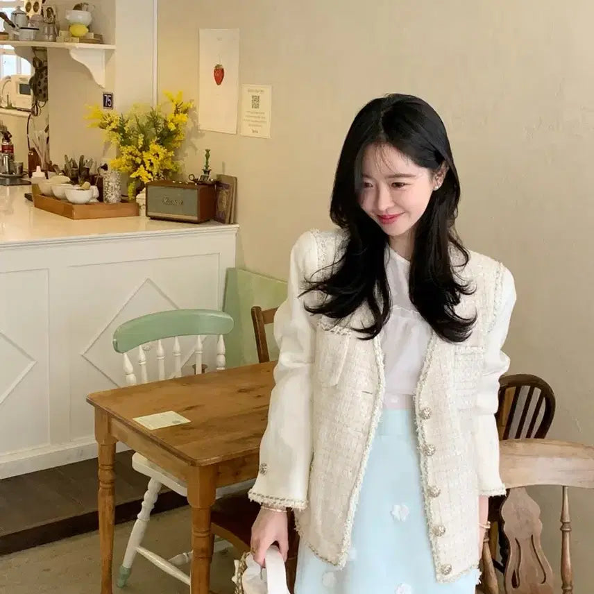 [BUNJANG] Bicini Mimic Tweed Jacket (Cream) / [새상품] 바이씨니 제작 미믹스트위드자켓(크림)