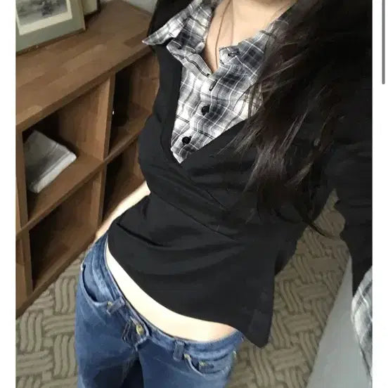 [BUNJANG] Satomi Radio Slim Layered Top / 사토미라디오 슬림 레이어드 탑