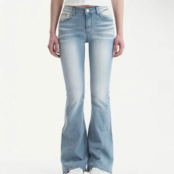 [BUNJANG] Synergy Jean Cat Washing Bootcut Light Blue Jeans S / 급처) 시너진 캣워싱 부츠컷 라이트 블루 s