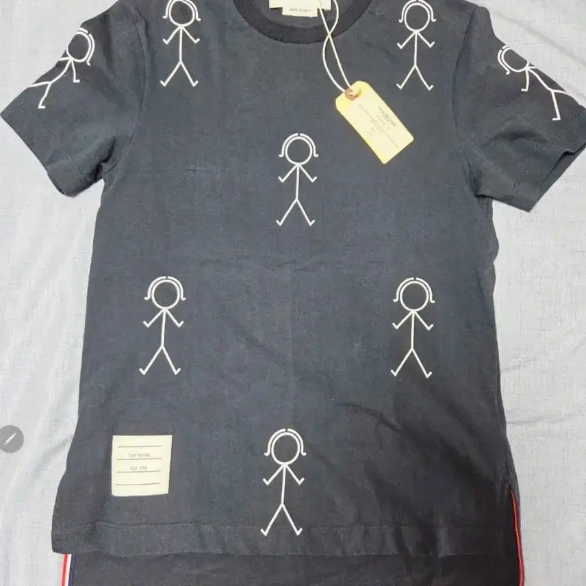 [BUNJANG] Thom Browne Stickman Pattern Cotton T-Shirt Navy Size 36 / [정품 / 택보유] 톰브라운 스틱맨 반팔티 36 네이비