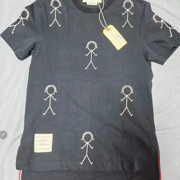 [BUNJANG] Thom Browne Stickman Pattern Cotton T-Shirt Navy Size 36 / [정품 / 택보유] 톰브라운 스틱맨 반팔티 36 네이비
