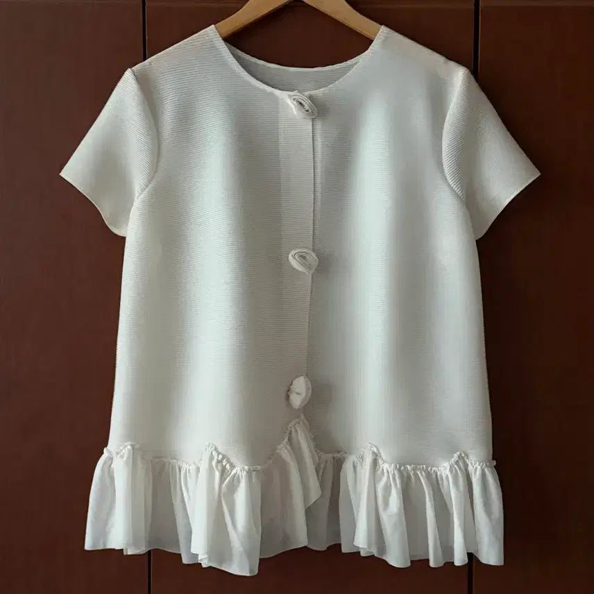 [BUNJANG] Pleated Ruffle Blouse / 플리츠 프릴 블라우스