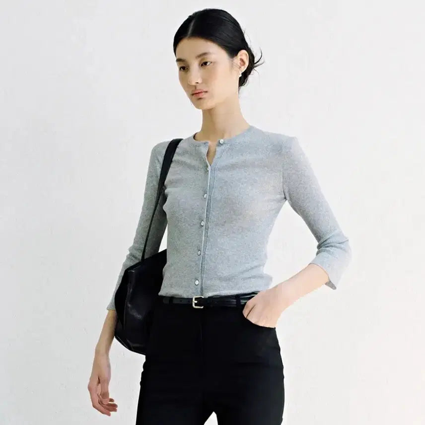 [BUNJANG] Pottery Summer Short Sleeve Cardigan Mélange Grey / 포터리 우먼 썸머 숏 슬리브 가디건 2사이즈 / 멜란지그레이