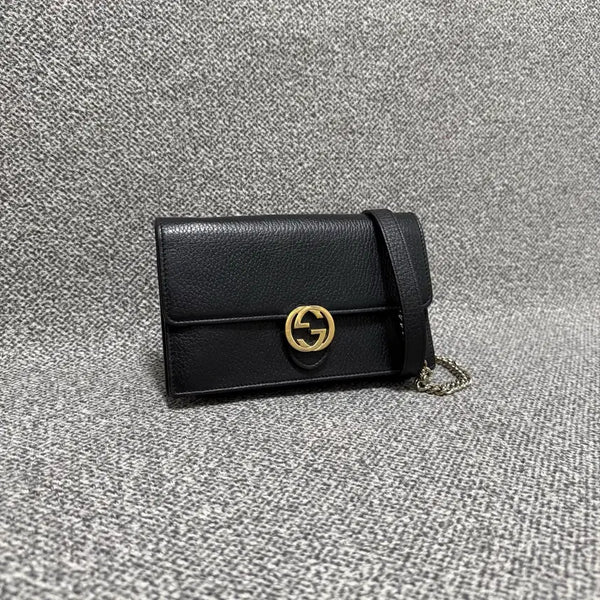 [BUNJANG] Gucci Interlocking Mini Chain Crossbody Bag Black / 구찌 인터로킹 미니 체인 크로스백 블랙