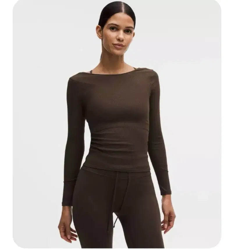 [BUNJANG] Lululemon Ribbed Scoopneck Yoga Long Sleeve Shirt / 룰루레몬 리브드 스쿱백 요가 롱슬리브 셔츠(새상품)