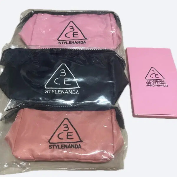 [BUNJANG] 3CE Cosmetic Pouch Set with Hand Mirror / 3ce 화장품 파우치 세트랑 손거울 팔아요