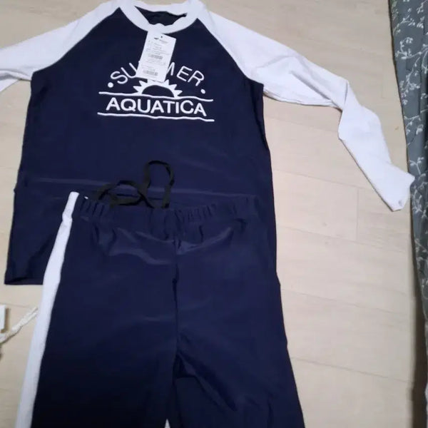 [BUNJANG] Aquatica Rash Guard Swimsuit Set Navy White Size 85 / 아쿠아티카 래쉬가드 수영복 세트. 미사용 85