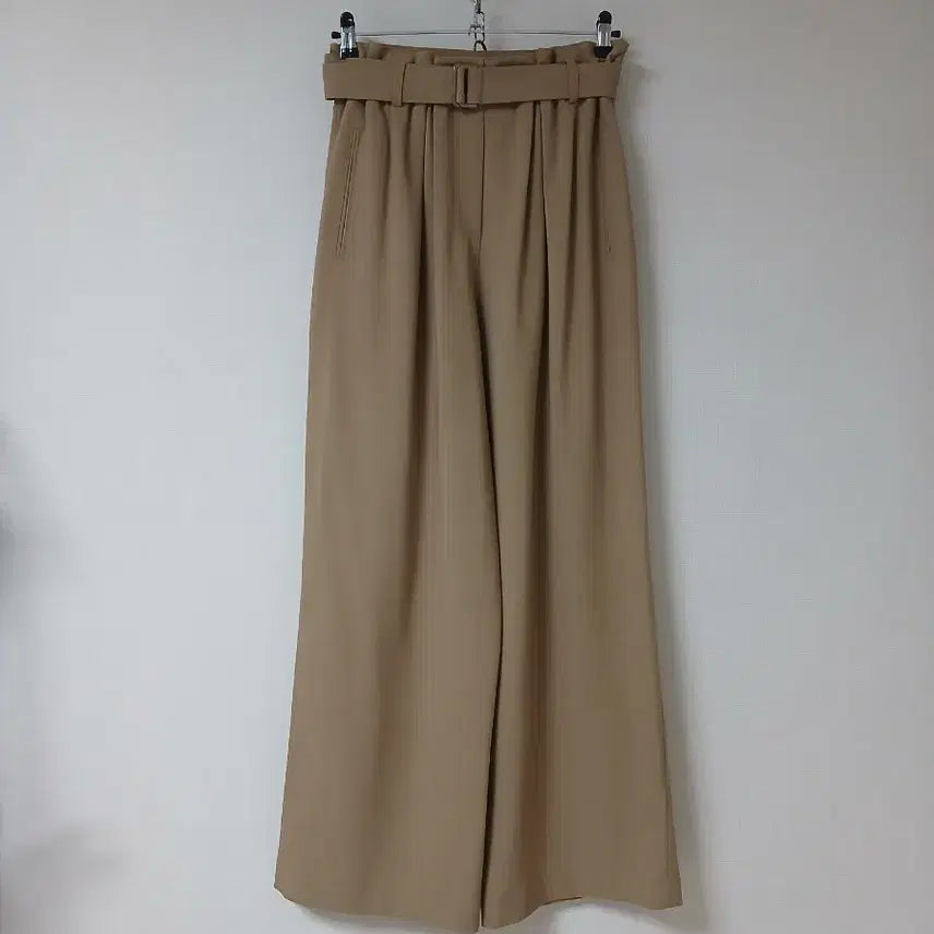 [BUNJANG] System Beige Wide Belt Pants / 한섬 시스템의 베이지 와이드 벨트 팬츠