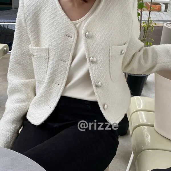 [BUNJANG] Boucle Tweed Jacket Ivory / 부클 트위드 자켓 아이보리