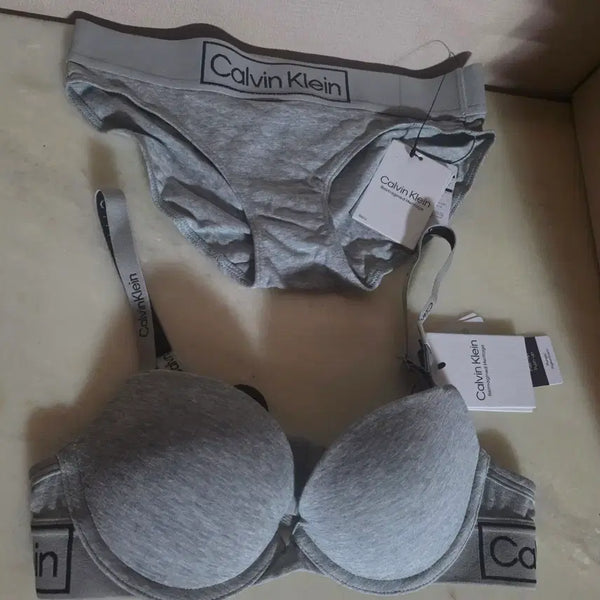 [BUNJANG] Calvin Klein Reimagined Push-Up Bra Set - Gray / 켈빈클라인 푸시업 브라세트 그레이