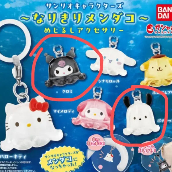 [BUNJANG] Sanrio Mendako Octopus Design Bookmark Set (Kuromi & Pochacco) / [쿠로미/포챠코] 산리오 멘다코 우문문어 메지루시