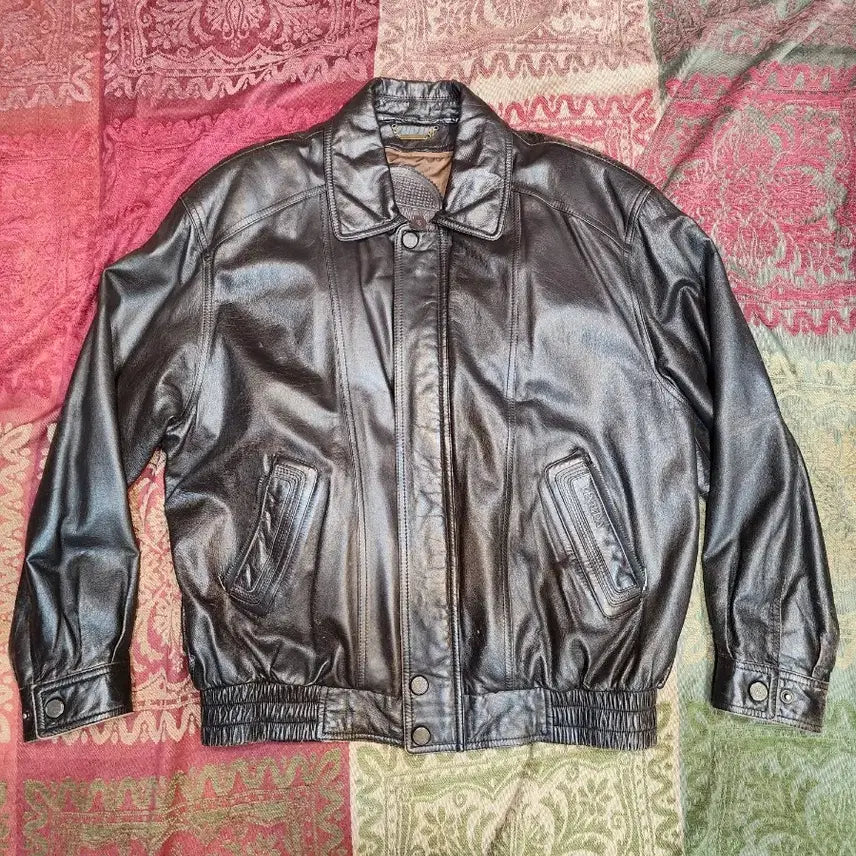 [BUNJANG] Men's Vintage Detachable Inner Leather Jacket / 빈티지 남성 소가죽 자켓 내피 탈부착
