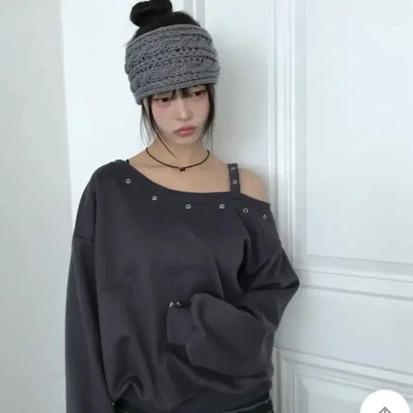 [BUNJANG] Twisted Knit Headband (Gray) / 유색 슈로 꽈배기 니트 헤어밴드 (그레이)