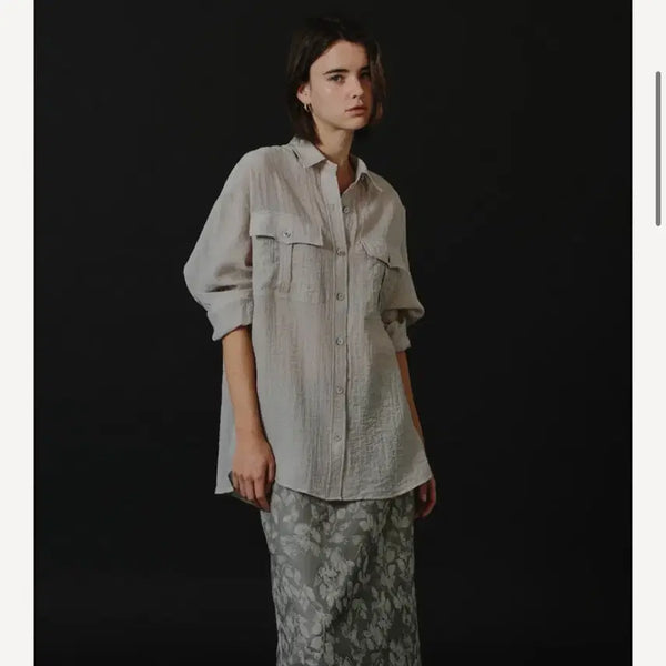 [BUNJANG] GED Airy Pocket Shirt - Gray / GED AIRY POCKET SHIRT - GRAY 게드 포켓 셔츠