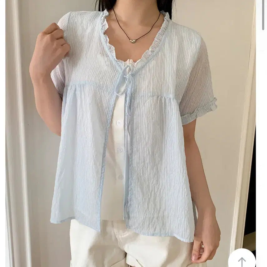 [BUNJANG] Dangdanggirl Layered Short-Sleeve Blouse / 새상품 당당걸 레이어드 반팔 블라우스