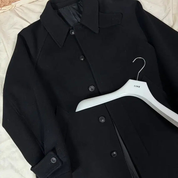 [BUNJANG] Coour Balmacaan Coat Black / [XL] 쿠어 발마칸 코트 블랙