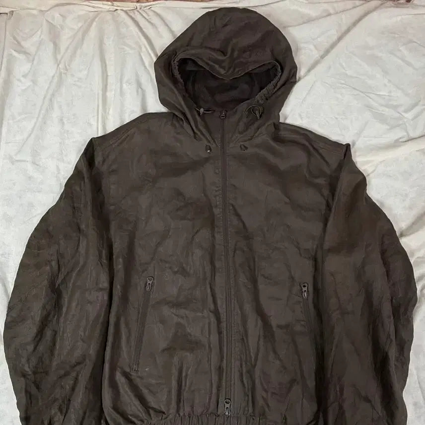 [BUNJANG] Coar Linen Hooded Jumper Dark Brown / [XL] 쿠어 린넨 후디드 점퍼 다크브라운