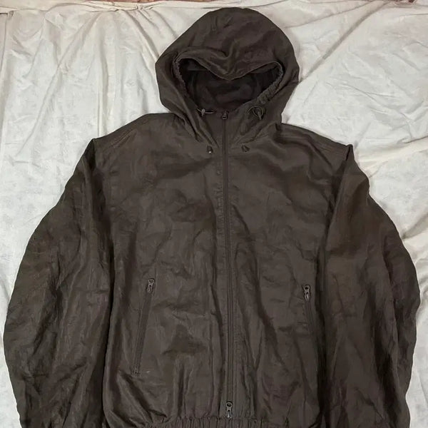 [BUNJANG] Coar Linen Hooded Jumper Dark Brown / [XL] 쿠어 린넨 후디드 점퍼 다크브라운