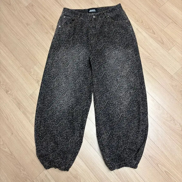 [BUNJANG] Leopard Print Oversized Baggy Pants / 호피무늬 오버핏 바지 통큰 바지
