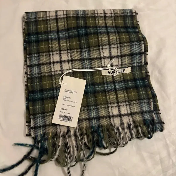 [BUNJANG] AURALEE Check Scarf Green Cashmere / 26AW 오라리 체크 머플러 그린