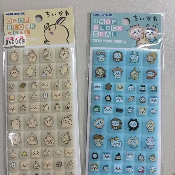 [BUNJANG] Chiikawa Drop Block Stickers Bundle Set (Usagi, Hamnayo) / 새상품)치이카와 드롭 블록 스티커 일괄판매 합니다!(우사기, 햄냥토)