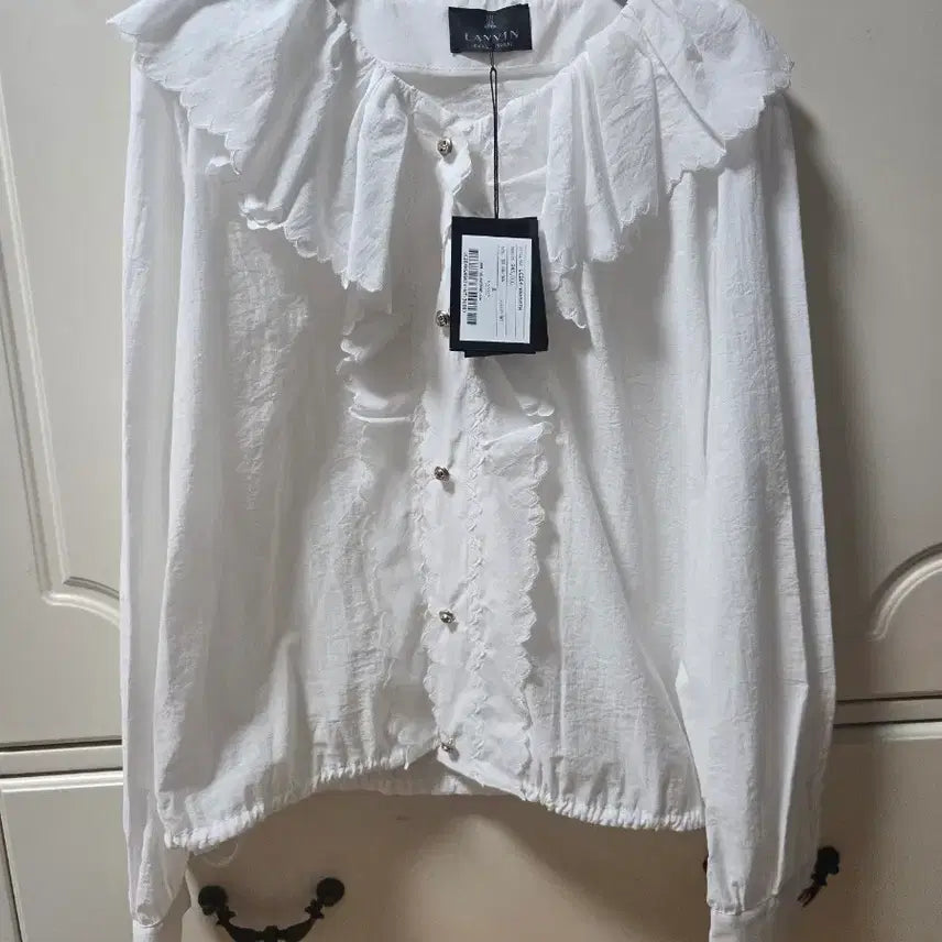 [BUNJANG] Hansem Langver Lace Blouse White / 새상품 한섬 랑방 레이스 블라우스 화이트