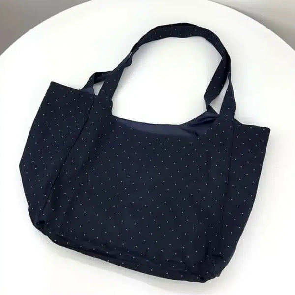 [BUNJANG] Navy Dot Eco Bag Shoulder Bag / 네이비 도트 에코백 숄더백