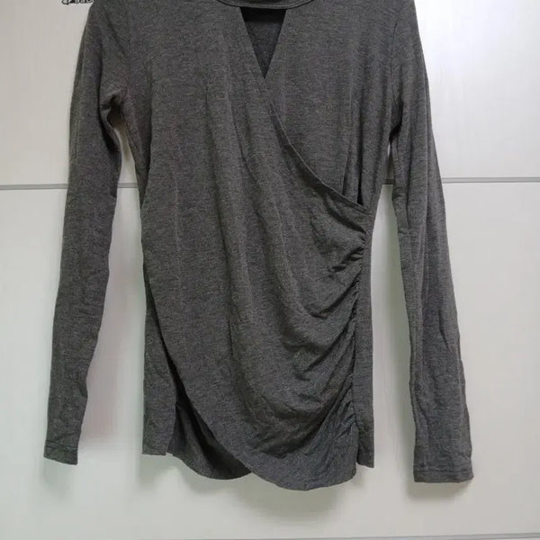 [BUNJANG] Gyaru Wrap Design Shirring Long Sleeve Top / 갸루 랩 디자인 셔링 긴팔티