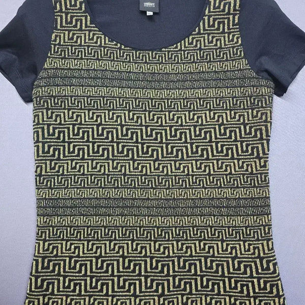 [BUNJANG] Versace Greca Jacquard Pattern Short Sleeve T-Shirt / 베르사체 그레카 자카드 패턴 반소매 티셔츠