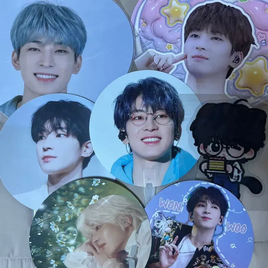 [BUNJANG] SEVENTEEN Wonwoo Official Goods & Unofficial Goods Fan Bundle Set / 세븐틴 원우 공굿 비공굿 부채 일괄판매