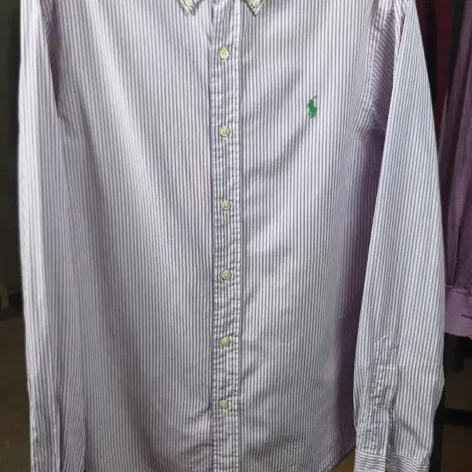 [BUNJANG] Ralph Lauren Purple Stripe Slim Fit Shirt Medium / 랄프로렌 셔츠 M 퍼플 스트라이프 슬림핏