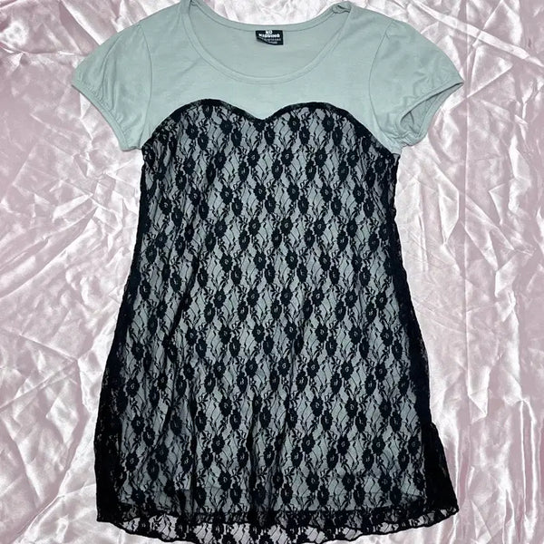 [BUNJANG] Gyaru Lace Layered Mini Dress / 갸루 레이스 레이어드 미니 원피스